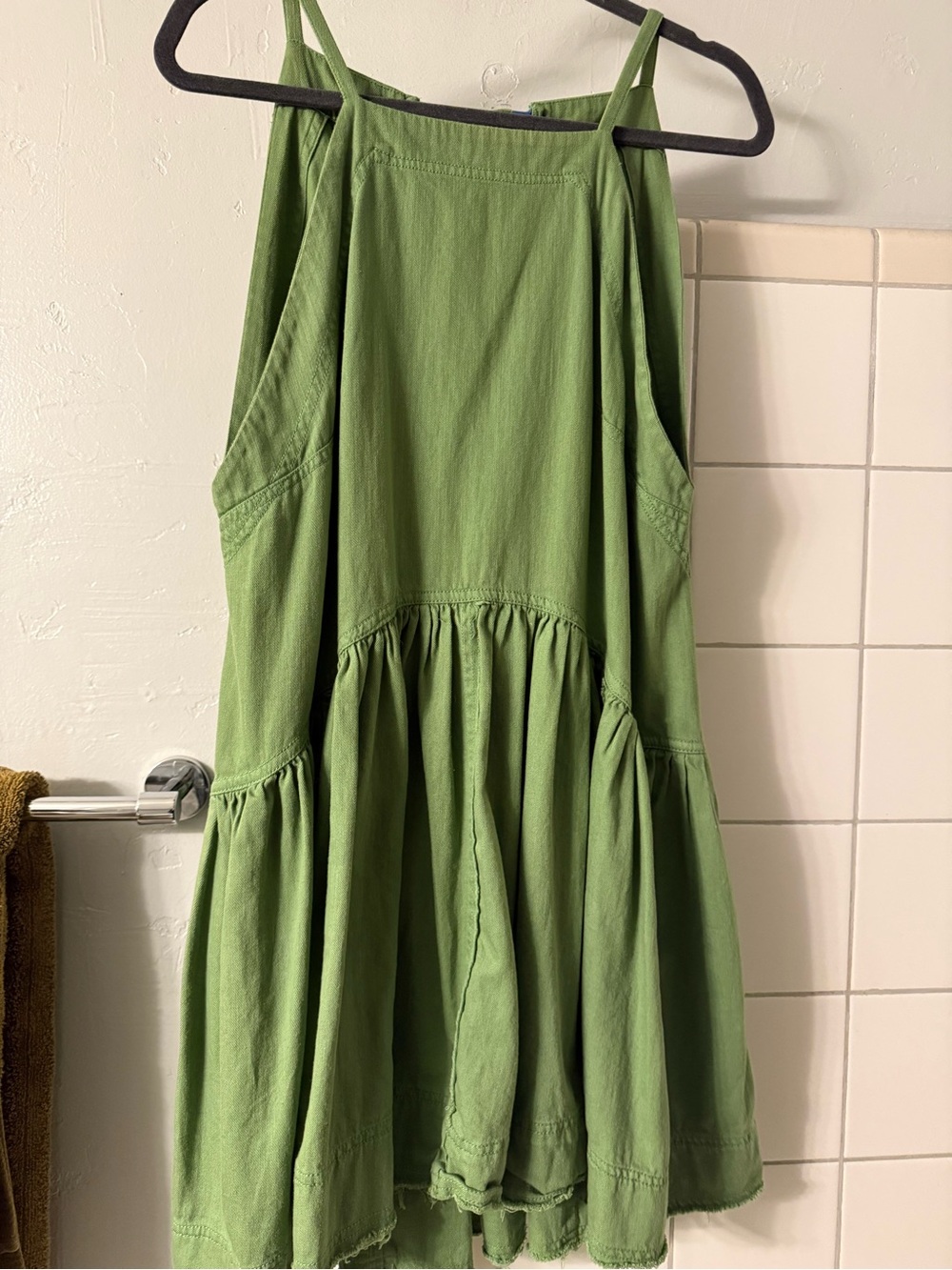 Pilcro Olive Green Tiered Mini Sundress